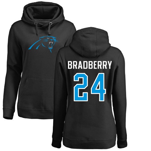 Carolina Panthers Black Women James Bradberry Name and Number Logo NFL Football #24 Pullover Hoodie Sweatshirts->nfl t-shirts->Sports Accessory